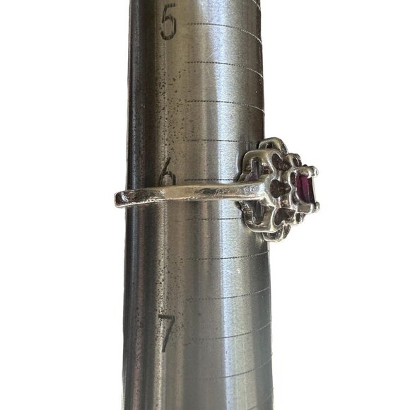 VTG Accent Ring Size 6 Purple Amethyst Gem Blooming‎ Flower 925 Sterling 2.1g - Picture 8 of 12